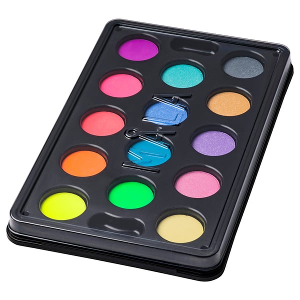 MÅLA watercolour box with 14 colours, mixed colours