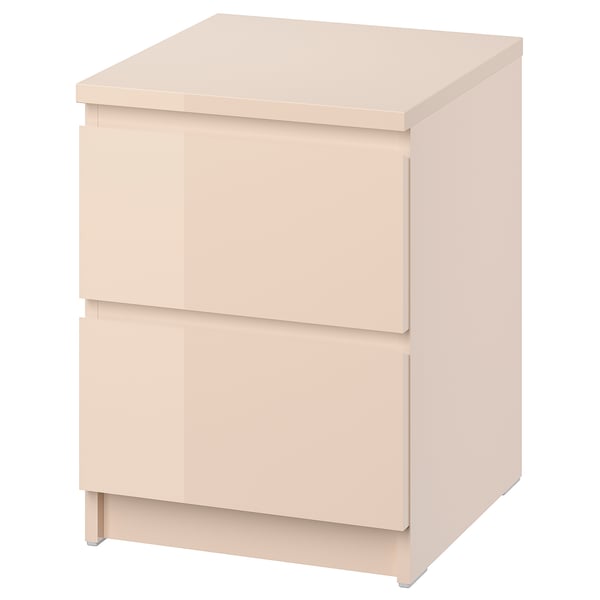 MALM chest of 2 drawers, light orange/high-gloss, 40x55 cm