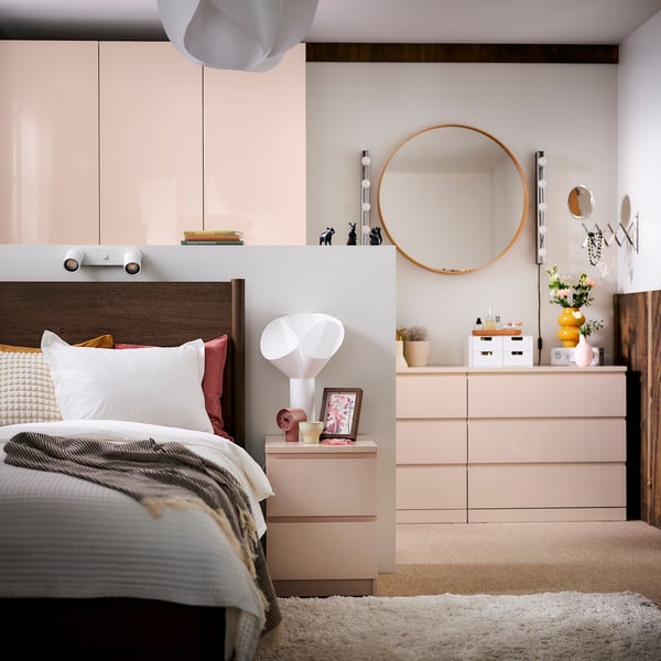 MALM chest of 2 drawers, light orange/high-gloss, 40x55 cm