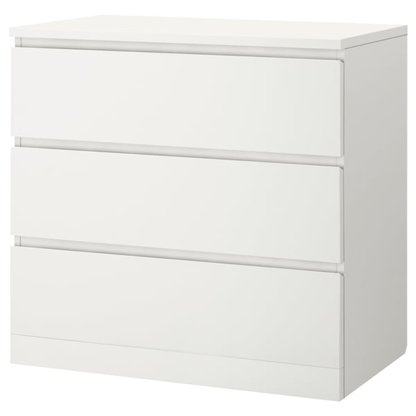 MALM chest of 3 drawers, white, 80x78 cm