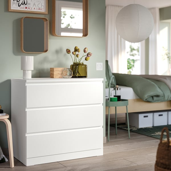 MALM chest of 3 drawers, white, 80x78 cm