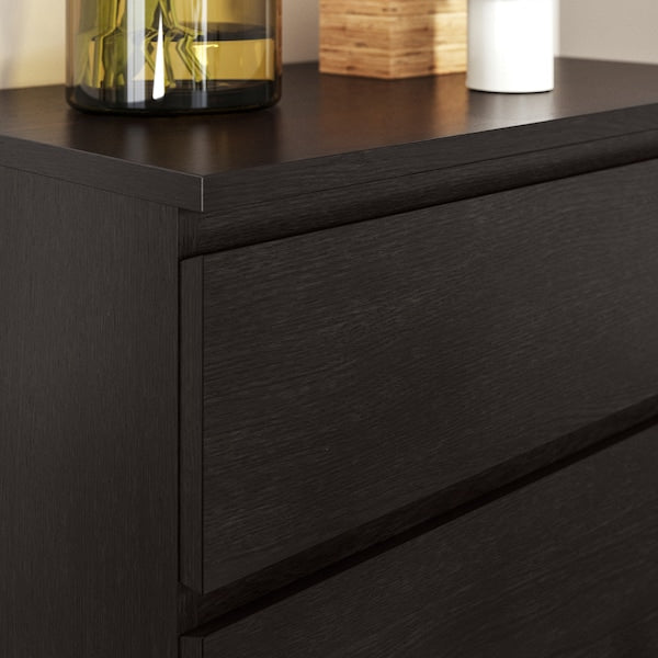 MALM chest of 3 drawers, black-brown, 80x78 cm