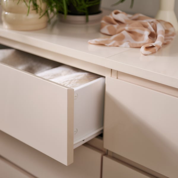 MALM chest of 3 drawers, light orange/high-gloss, 80x78 cm