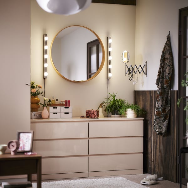 MALM chest of 3 drawers, light orange/high-gloss, 80x78 cm