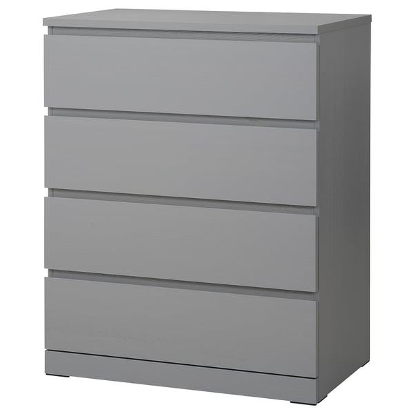 MALM chest of 4 drawers, grey stained, 80x100 cm