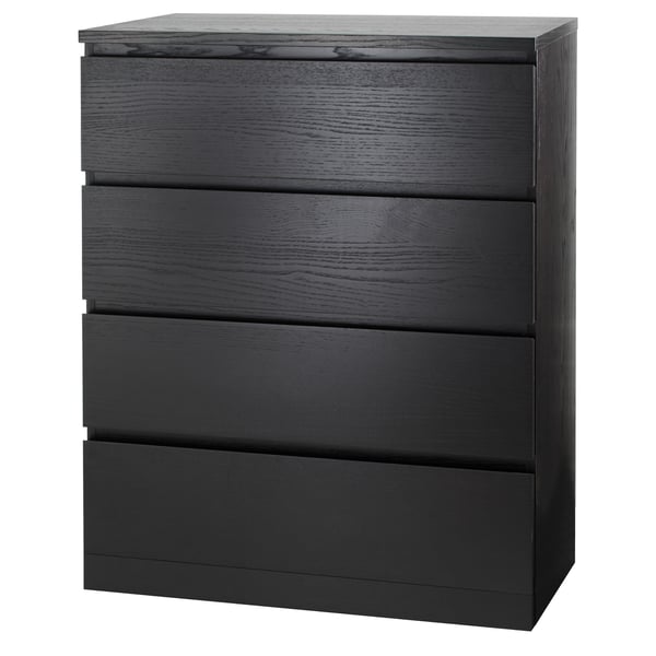 MALM chest of 4 drawers, black-brown, 80x100 cm
