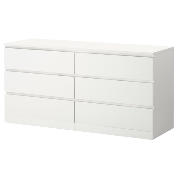 MALM chest of 6 drawers, white, 160x78 cm