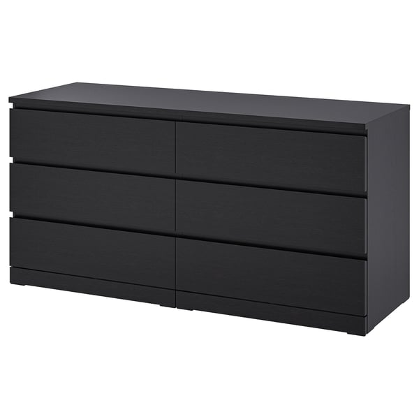 MALM chest of 6 drawers, black-brown, 160x78 cm
