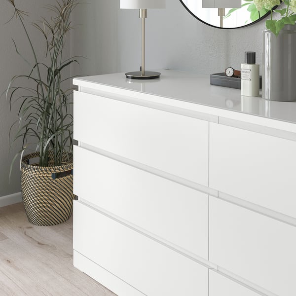 MALM glass top, white, 160x48 cm