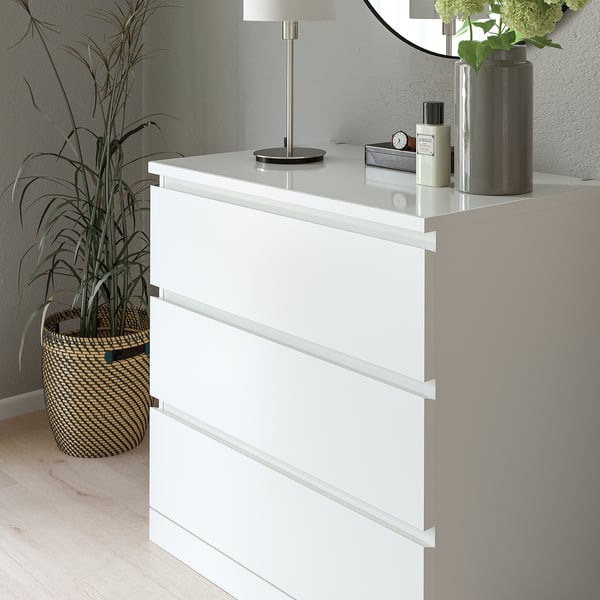 MALM glass top, white, 80x48 cm