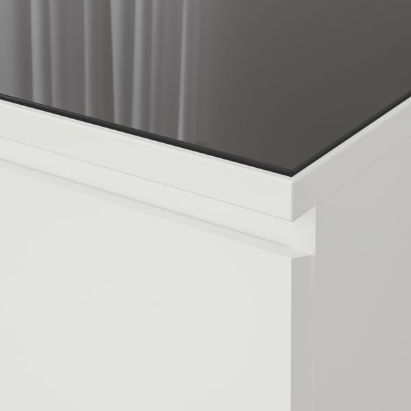 MALM glass top, transparent grey, 80x48 cm
