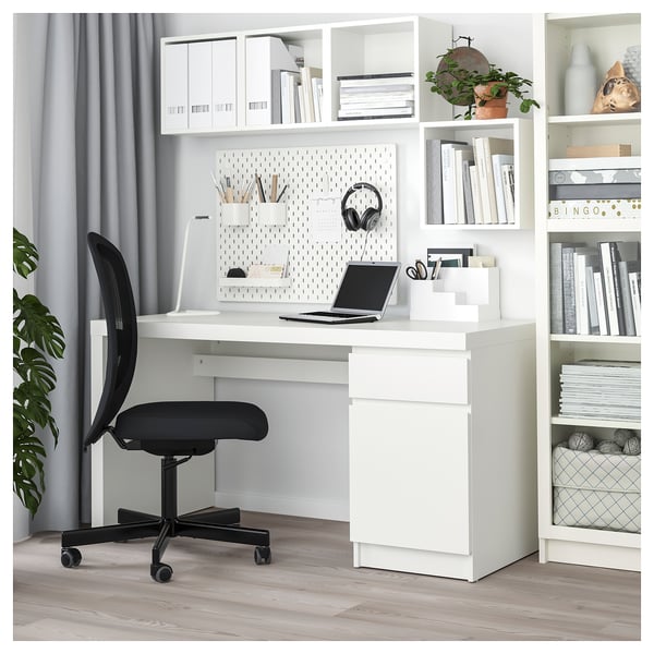 MALM desk, white, 140x65 cm