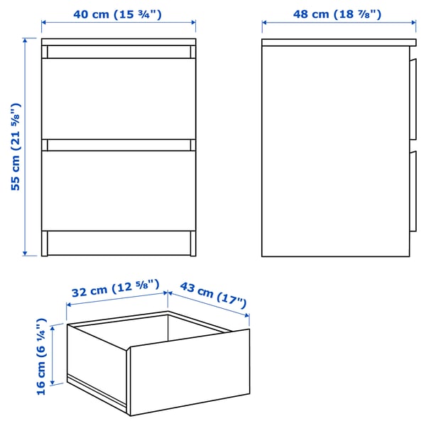 MALM bedroom furniture, set of 4, white, 140x200 cm