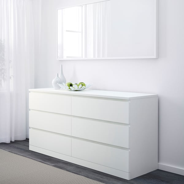 MALM bedroom furniture, set of 4, white, 140x200 cm