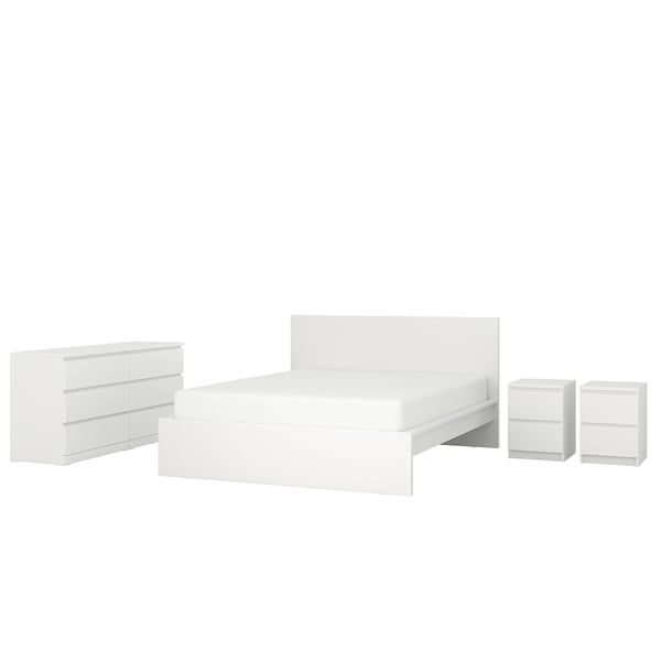 MALM bedroom furniture, set of 4, white, 140x200 cm