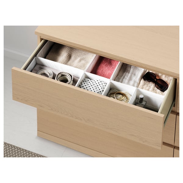 MALM bedroom furniture, set of 4, white stained oak veneer, 140x200 cm