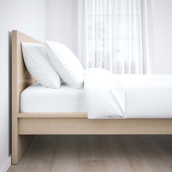 MALM bedroom furniture, set of 4, white stained oak veneer, 140x200 cm