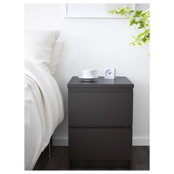MALM bedroom furniture, set of 4, black-brown, 140x200 cm