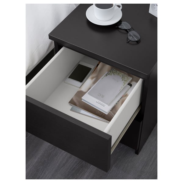 MALM bedroom furniture, set of 4, black-brown, 140x200 cm