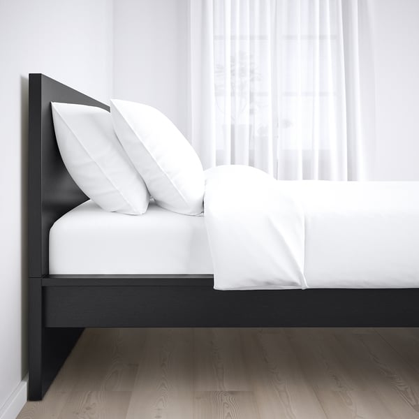 MALM bedroom furniture, set of 4, black-brown, 140x200 cm