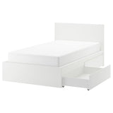 MALM bed frame, high, w 2 storage boxes, white, 120x200 cm