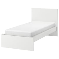 MALM bed frame, high, white/Luröy, 90x190 cm