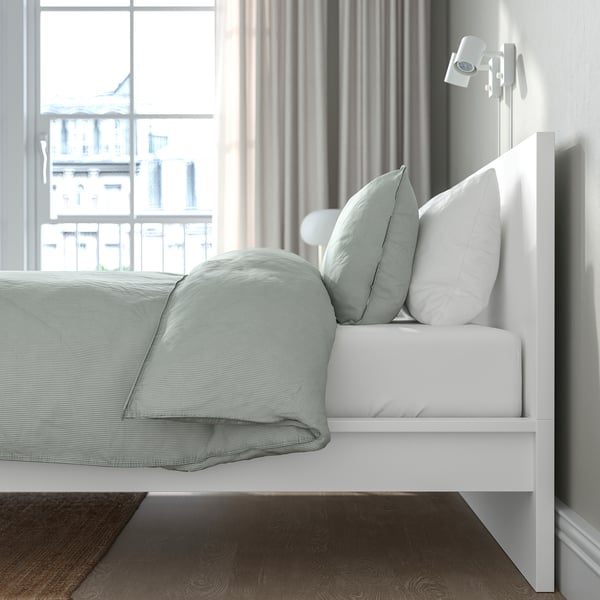 MALM bed frame, high, white/Luröy, 160x200 cm