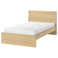 MALM bed frame, high, white stained oak veneer, 120x200 cm
