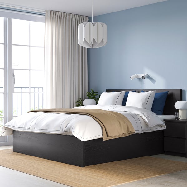 MALM ottoman bed, black-brown, 180x200 cm