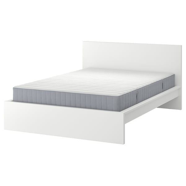 MALM bed frame with mattress, white/Valevåg extra firm, 140x200 cm
