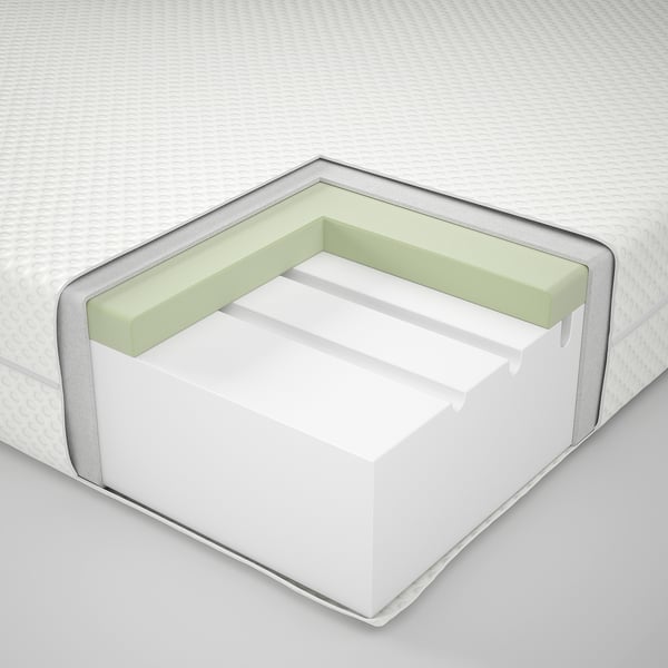 MALM bed frame with mattress, white stained oak veneer/Åbygda firm, 120x200 cm