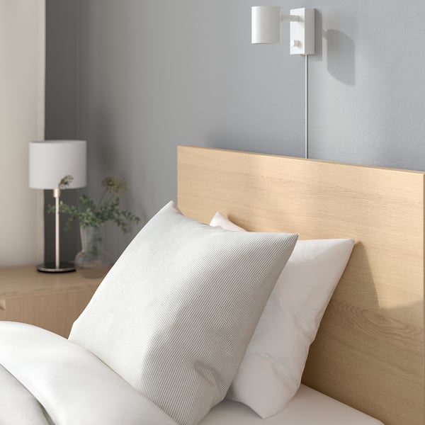 MALM bed frame with mattress, white stained oak veneer/Åbygda medium firm, 90x200 cm