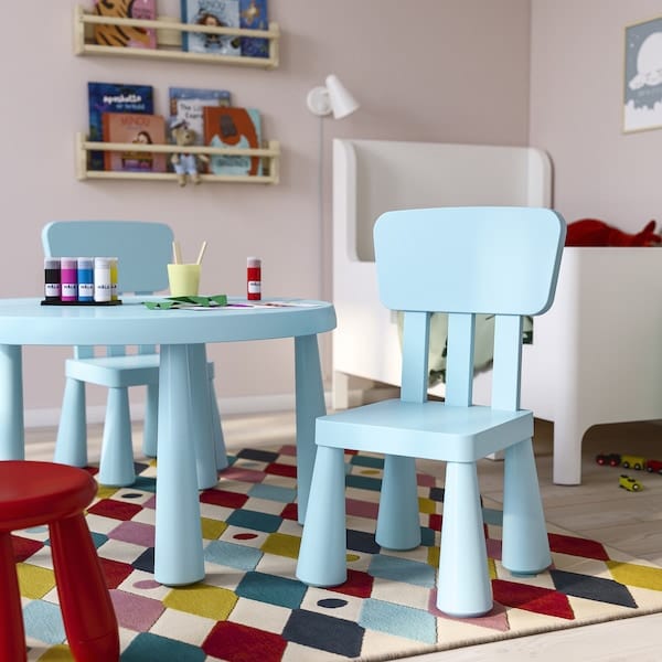 Ikea MAMMUT - Children's chair, in/outdoor/light blue