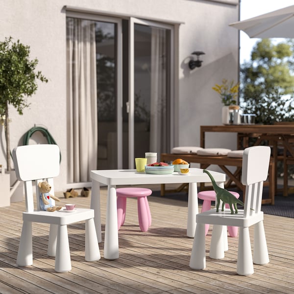 MAMMUT children's table, in/outdoor white, 77x55 cm