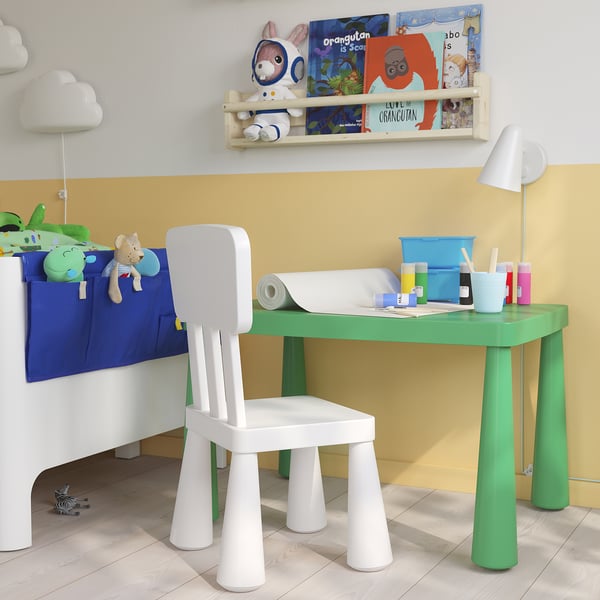 MAMMUT children's table, in/outdoor/bright green, 77x55 cm