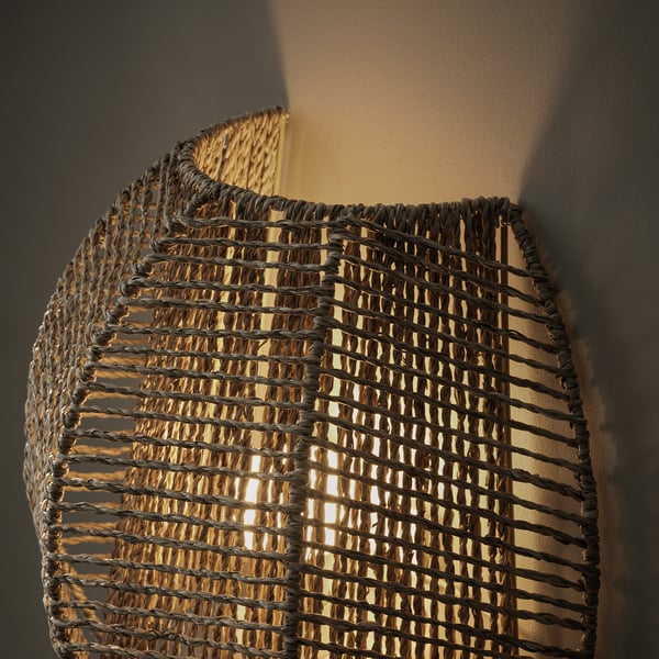 MÅNALG wall lamp, wired-in installation, sedge/handmade, 35x29x18 cm
