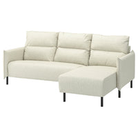 MANNARP 3-seat sofa with chaise longue, Gunnared beige, 229x96x95 cm