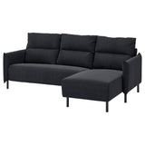 MANNARP 3-seat sofa with chaise longue, Saxemara black-blue, 229x96x95 cm