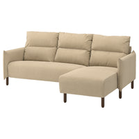 MANNARP 3-seat sofa with chaise longue, Saxemara grey-beige, 229x97x95 cm
