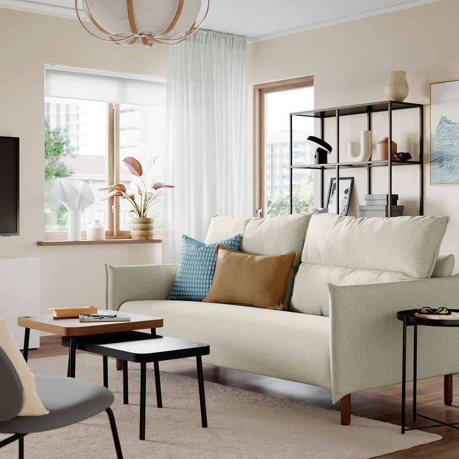 MANNARP 3-seat sofa, Gunnared beige, 198x97x95 cm