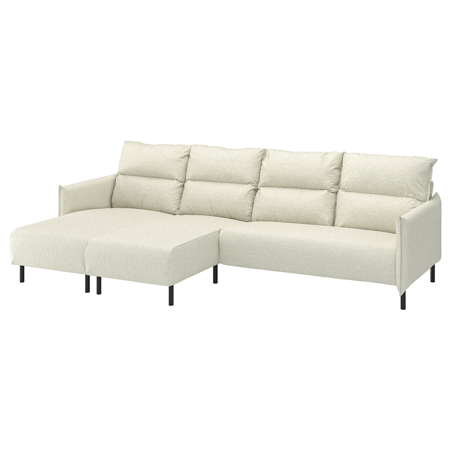 MANNARP 4-seat sofa with chaise longues, Gunnared beige, 300 cm