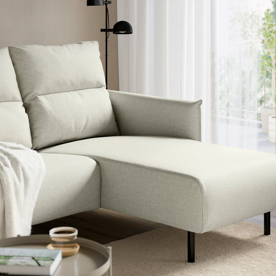 MANNARP 4-seat sofa with chaise longue, Gunnared beige, 71x96x160 cm