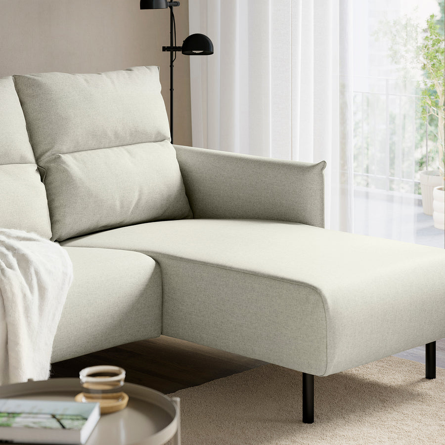 MANNARP 4-seat sofa with chaise longues, Gunnared beige, 300 cm