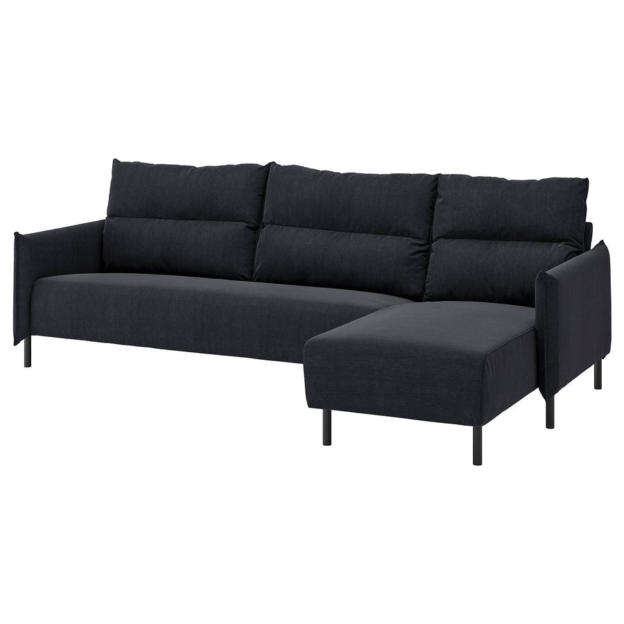 MANNARP 4-seat sofa with chaise longue, Saxemara black-blue, 269 cm