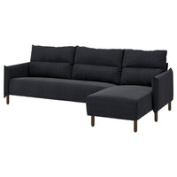 MANNARP 4-seat sofa with chaise longue, Saxemara black-blue, 71x97x160 cm