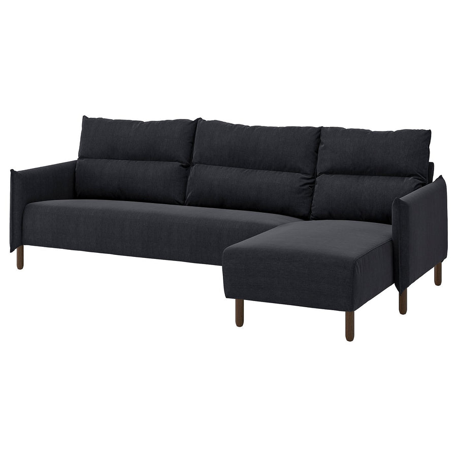 MANNARP 4-seat sofa with chaise longue, Saxemara black-blue, 269 cm