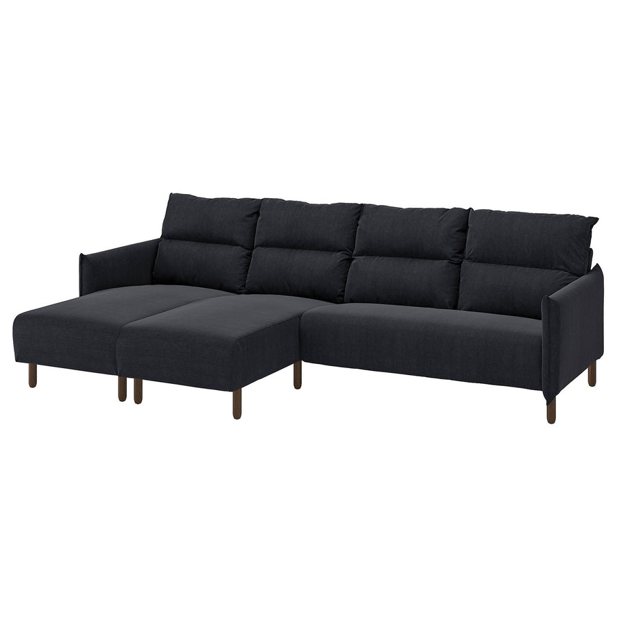 MANNARP 4-seat sofa with chaise longues, Saxemara black-blue, 300 cm
