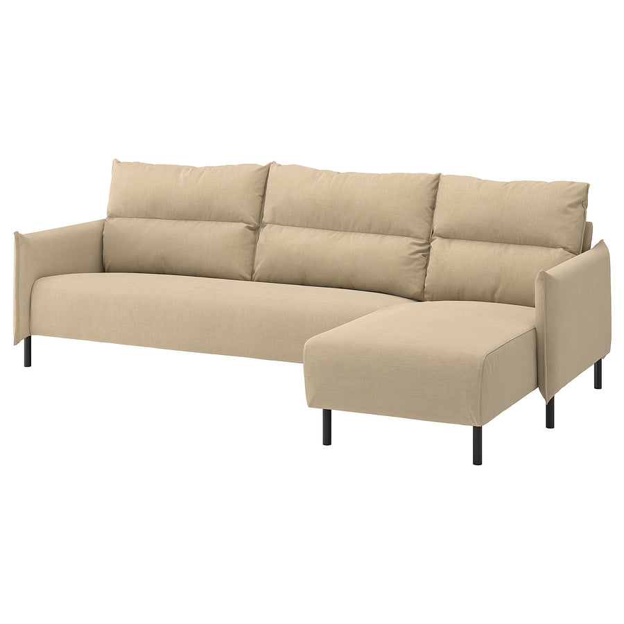 MANNARP 4-seat sofa with chaise longue, Saxemara grey-beige, 269 cm