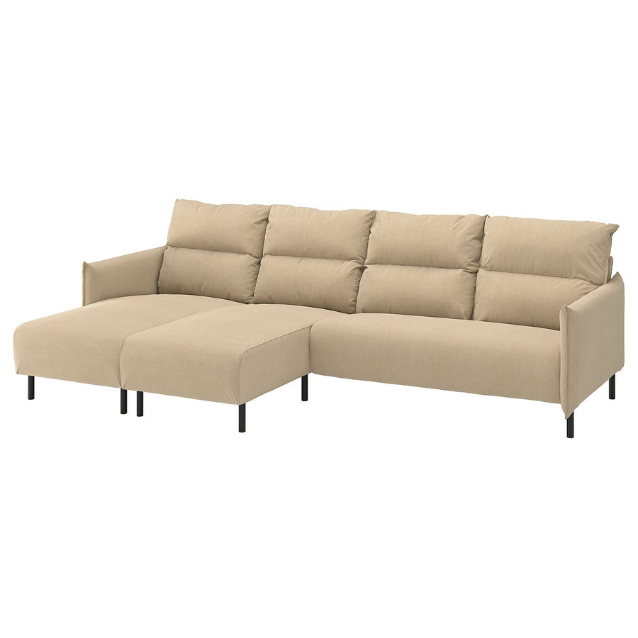 MANNARP 4-seat sofa with chaise longues, Saxemara grey-beige, 300 cm