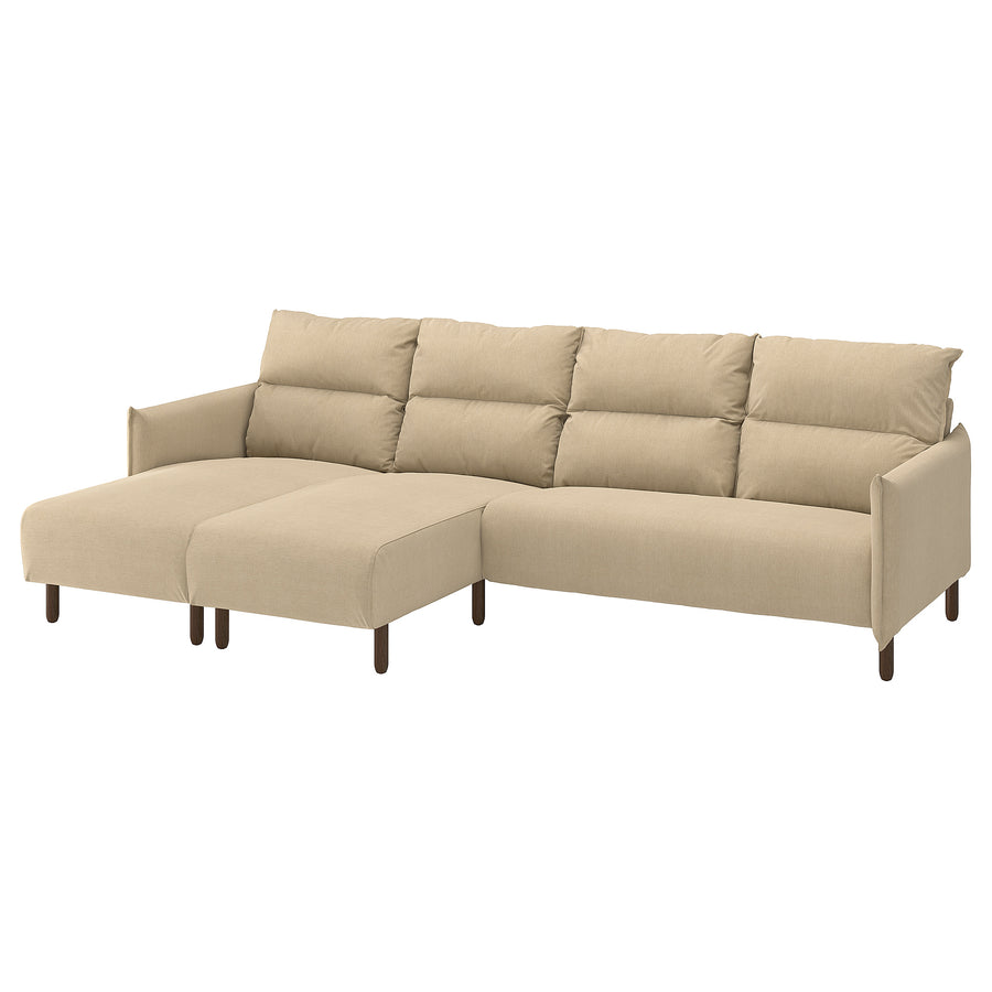 MANNARP 4-seat sofa with chaise longues, Saxemara grey-beige, 300 cm